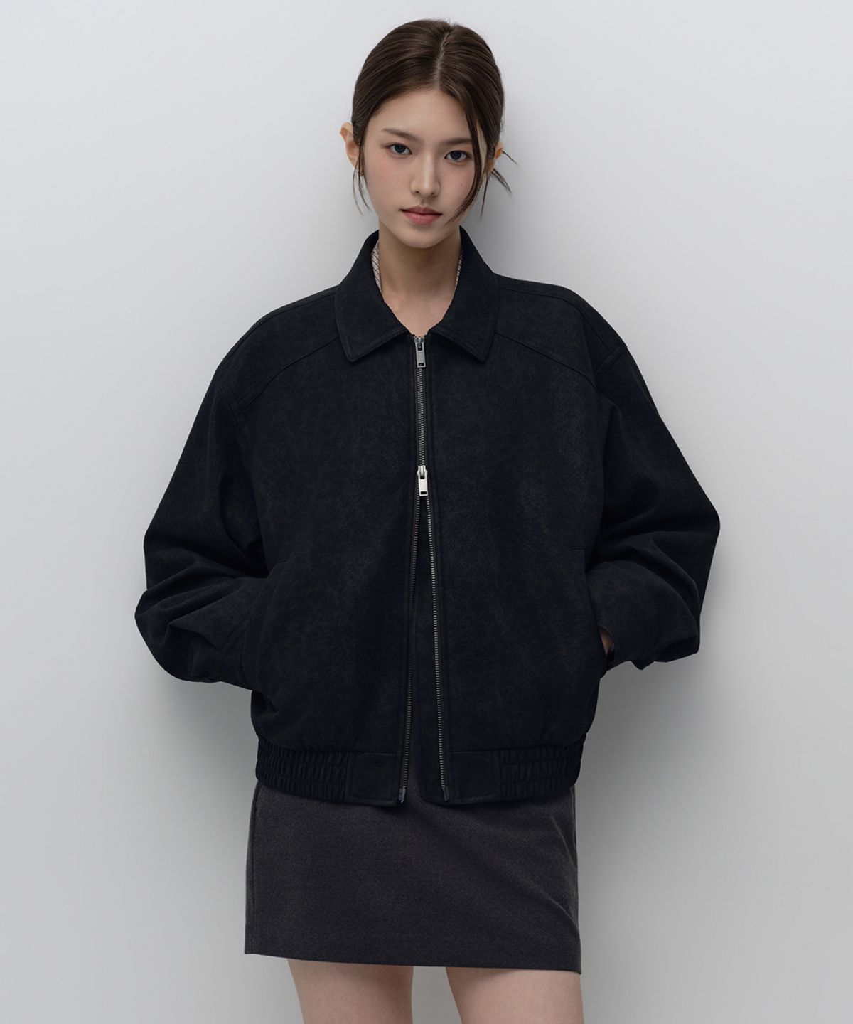 무신사 스탠다드 우먼(MUSINSA STANDARD WOMAN) 우먼즈 매트 신세틱 레더 블루종 재킷 [블랙]