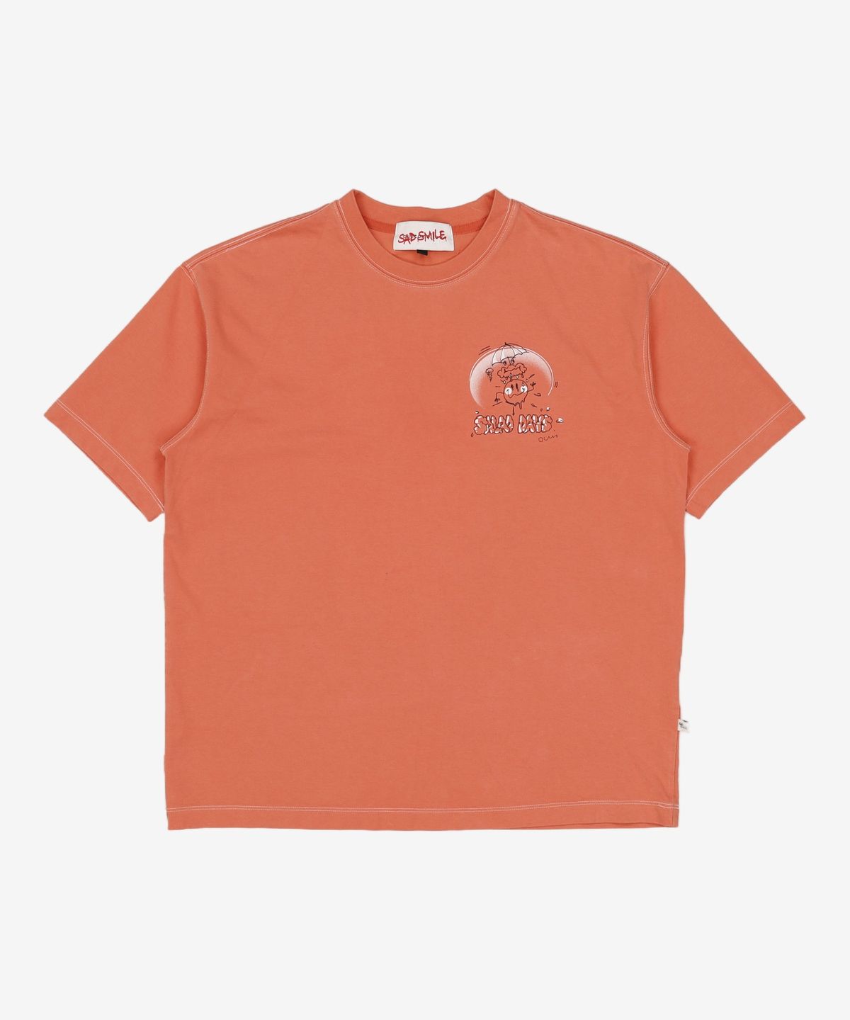 커스텀멜로우(CUSTOMELLOW) sadsmile stitched t-shirt_CQTAM21412ORX S
