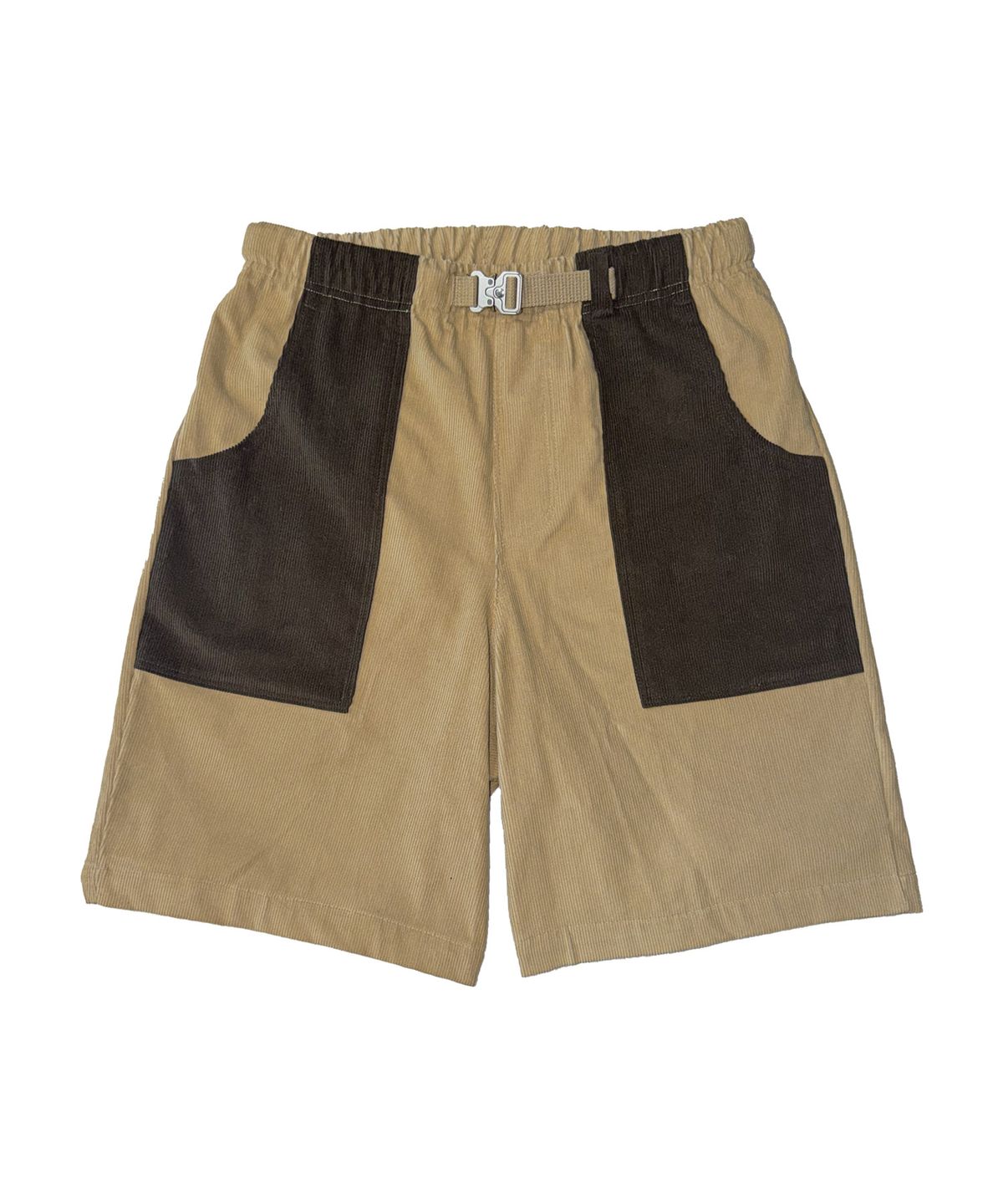 갈릭 블루스(GARLICBLUES) CORDUROY BELTED FATIGUE SHORTS (beige & brown)