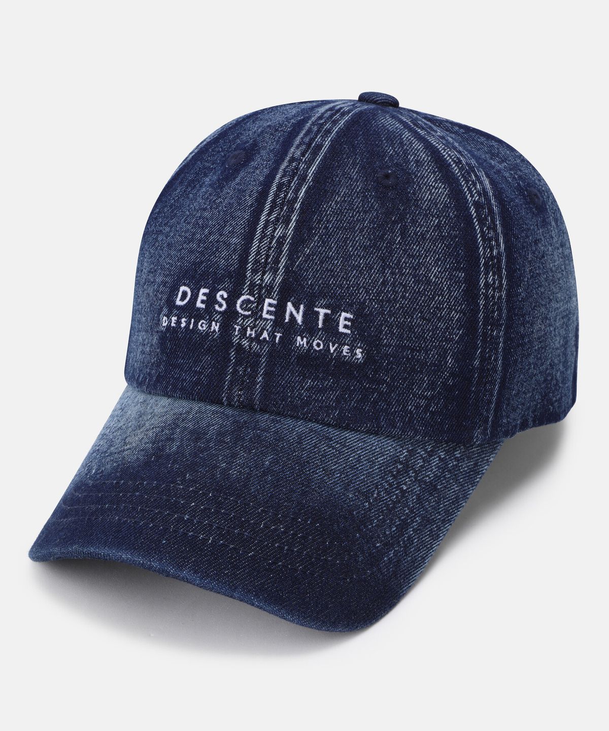 데상트(DESCENTE) 데님 워딩 로고 볼캡 블루 SR323UCP72
