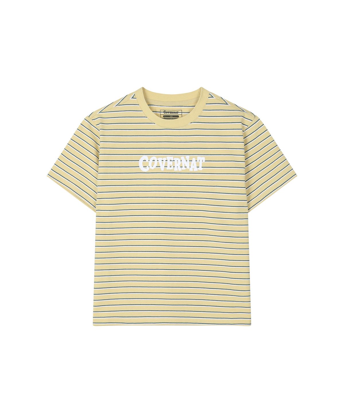 커버낫 키즈(COVERNAT KIDS) 스트라이프 바운스로고 오버핏 티셔츠 옐로우 CK2603ST08YE