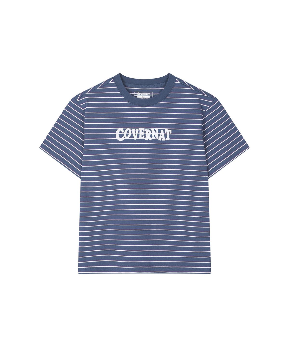 커버낫 키즈(COVERNAT KIDS) 스트라이프 바운스로고 오버핏 티셔츠 블루 CK2603ST08BL