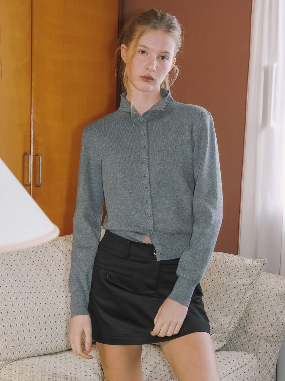 엘씨브이(LCVE) BUTTON-UP KNIT CARDIGAN_GRAY