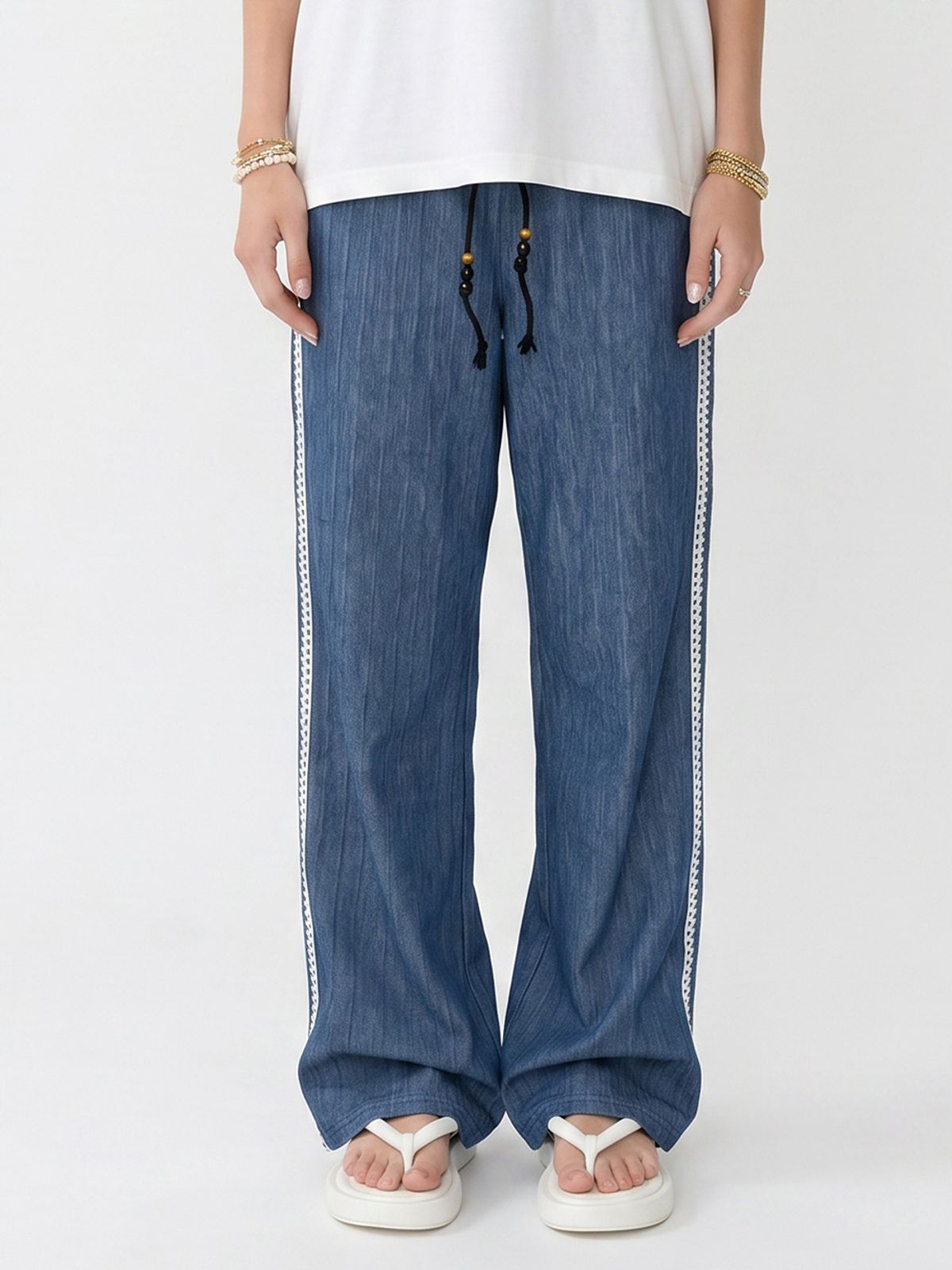 그레이티스트(THE GREATEST) Line Pleats Wide Pants Blue