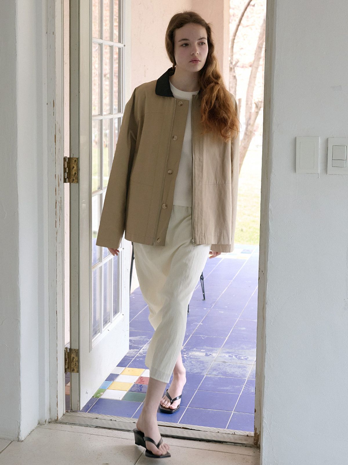 엘씨브이(LCVE) POINT COLLAR ZIP-UP JACKET_BEIGE