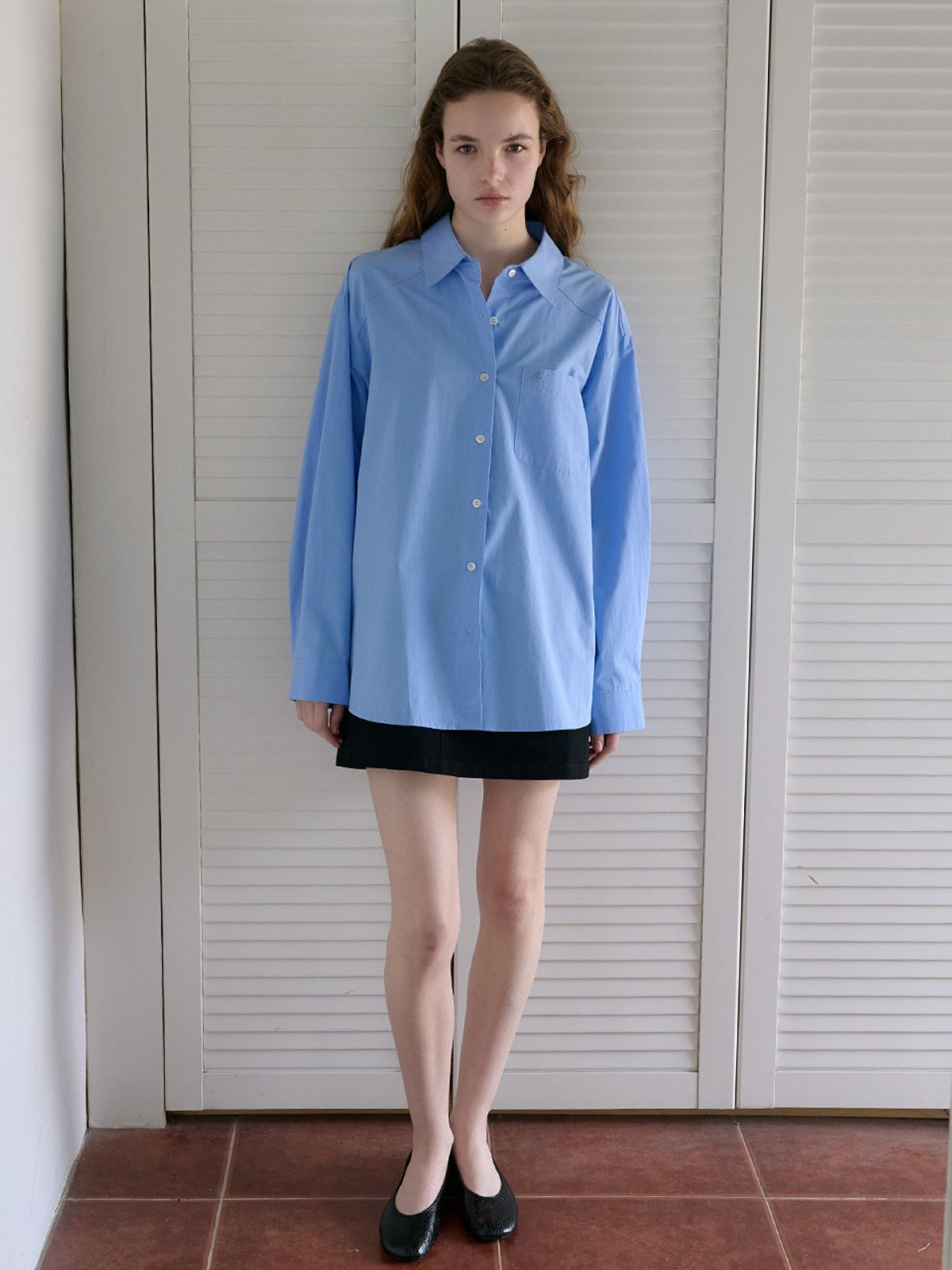 엘씨브이(LCVE) CLASSIC OVER-FIT LOGO SHIRT_BLUE