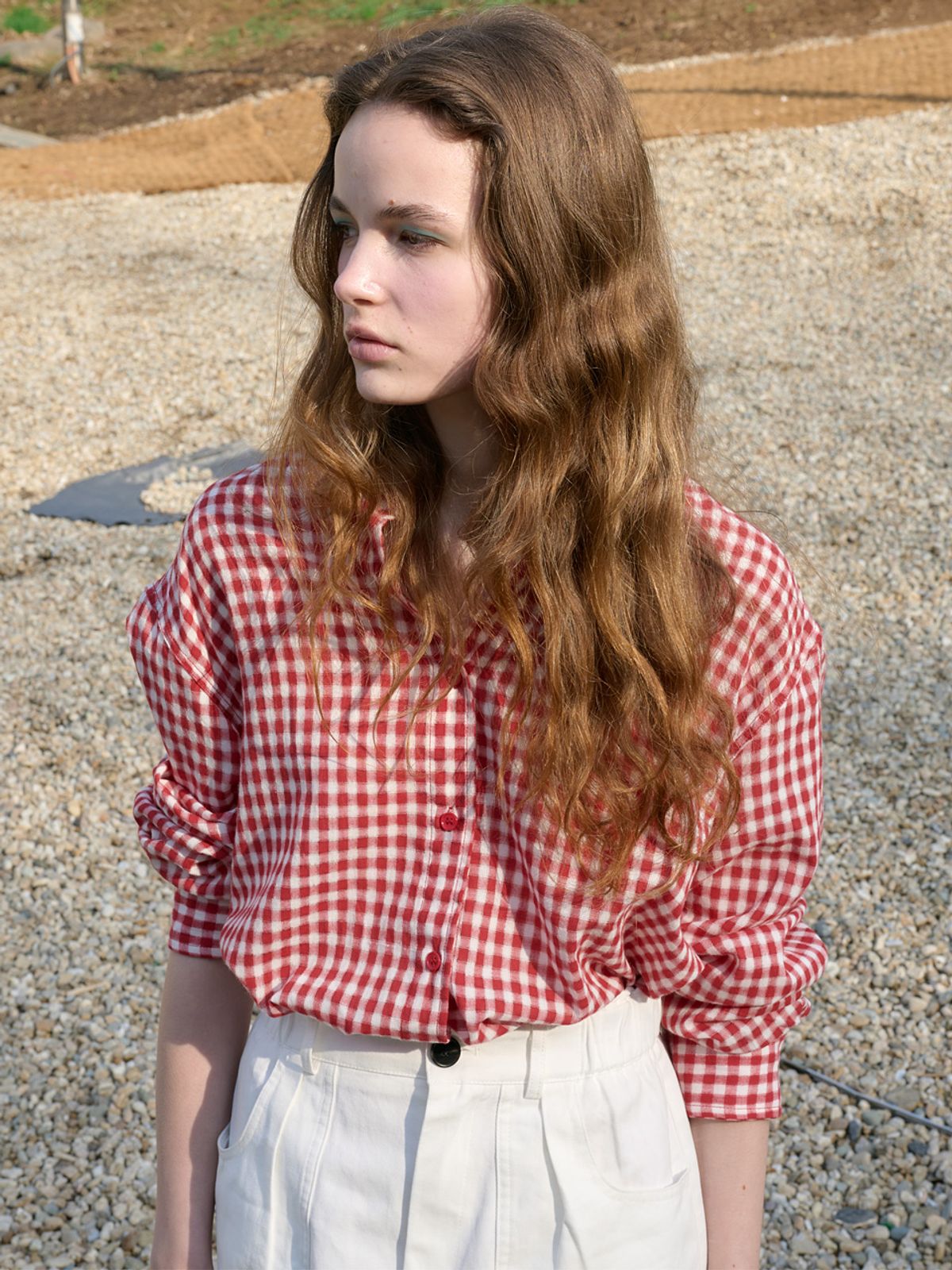 엘씨브이(LCVE) GAUZE GINGHAM CHECK SHIRTS_RED