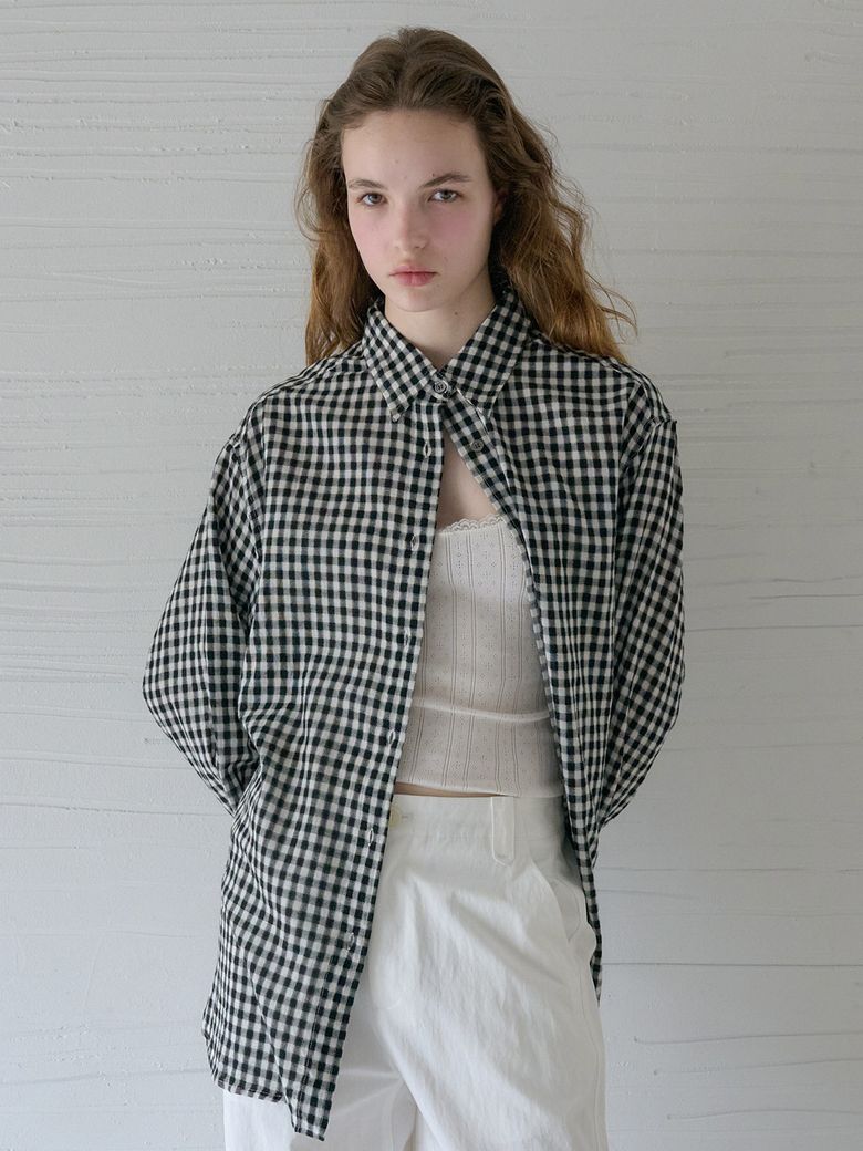 GAUZE GINGHAM CHECK SHIRTS_BLACK