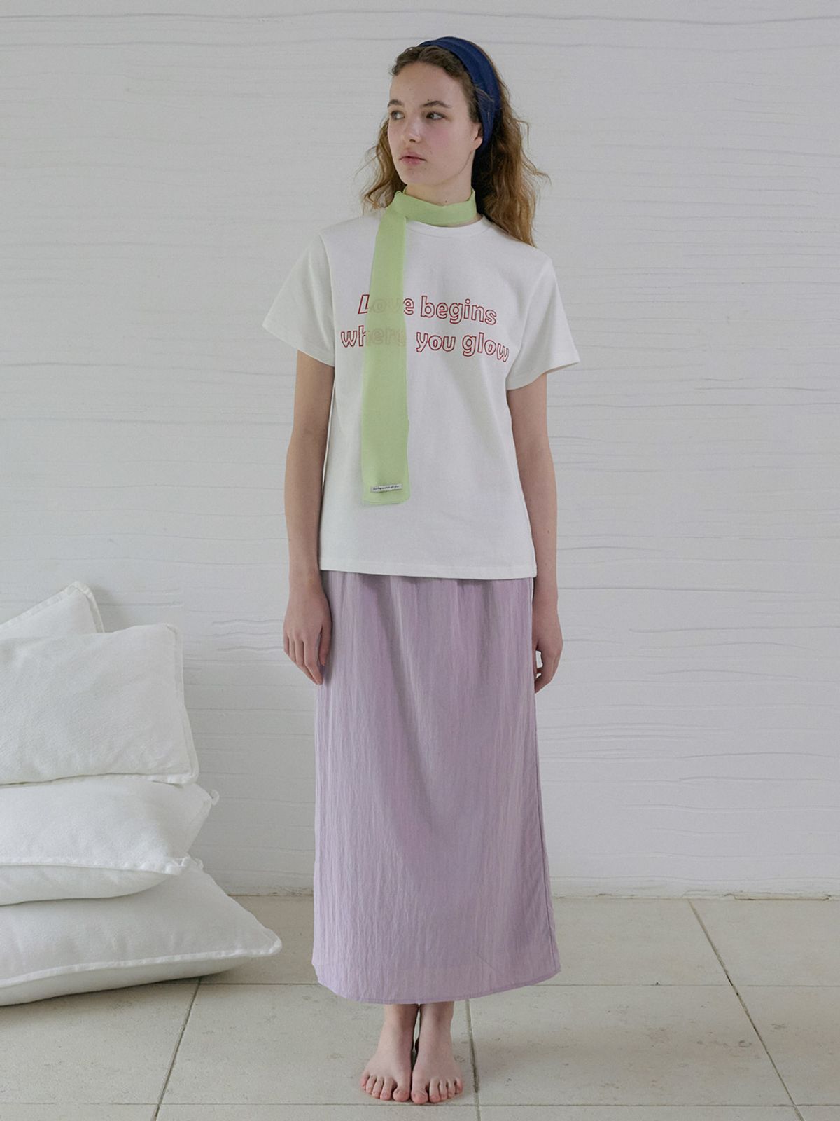 엘씨브이(LCVE) SHIRRED WAIST MIDI SKIRT_LIGHT PURPLE