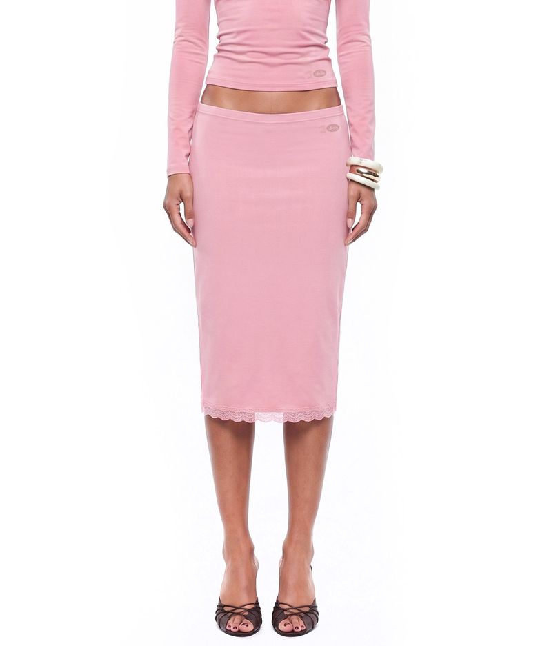 Everyday Lace Midi Skirt - Pink
