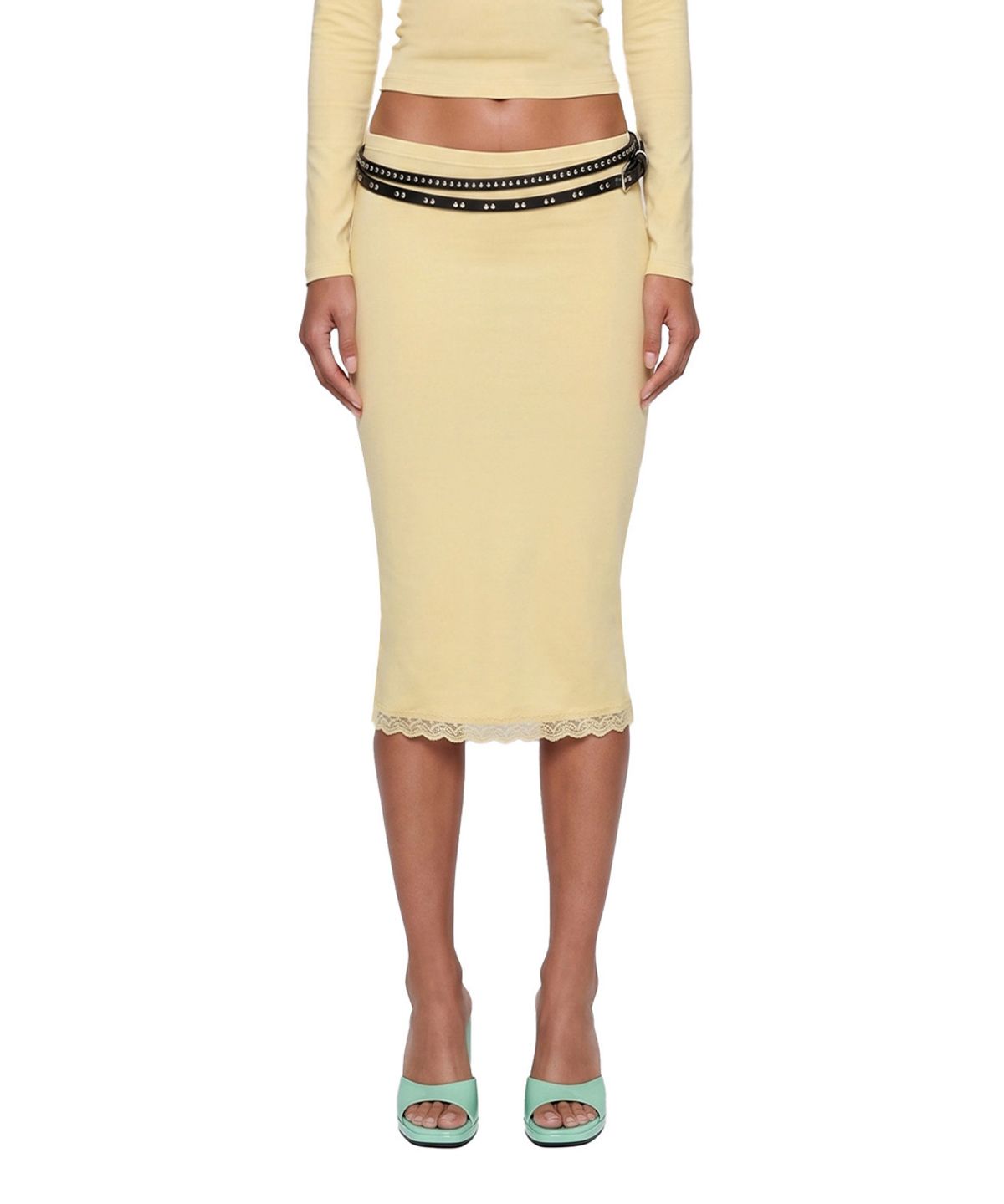 배드블러드(BADBLOOD) Everyday Lace Midi Skirt - Yellow