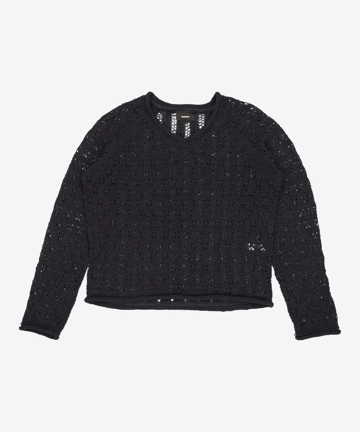 몽돌(MONGDOL) 네트 스카시 롱 슬리브 니트 탑 블랙 MDKT095BLACK FREE