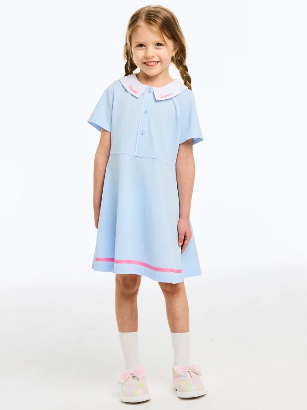 베네통키즈(BENETTONKIDS) 피케 플레어 카라 원피스_QAOP12631LB