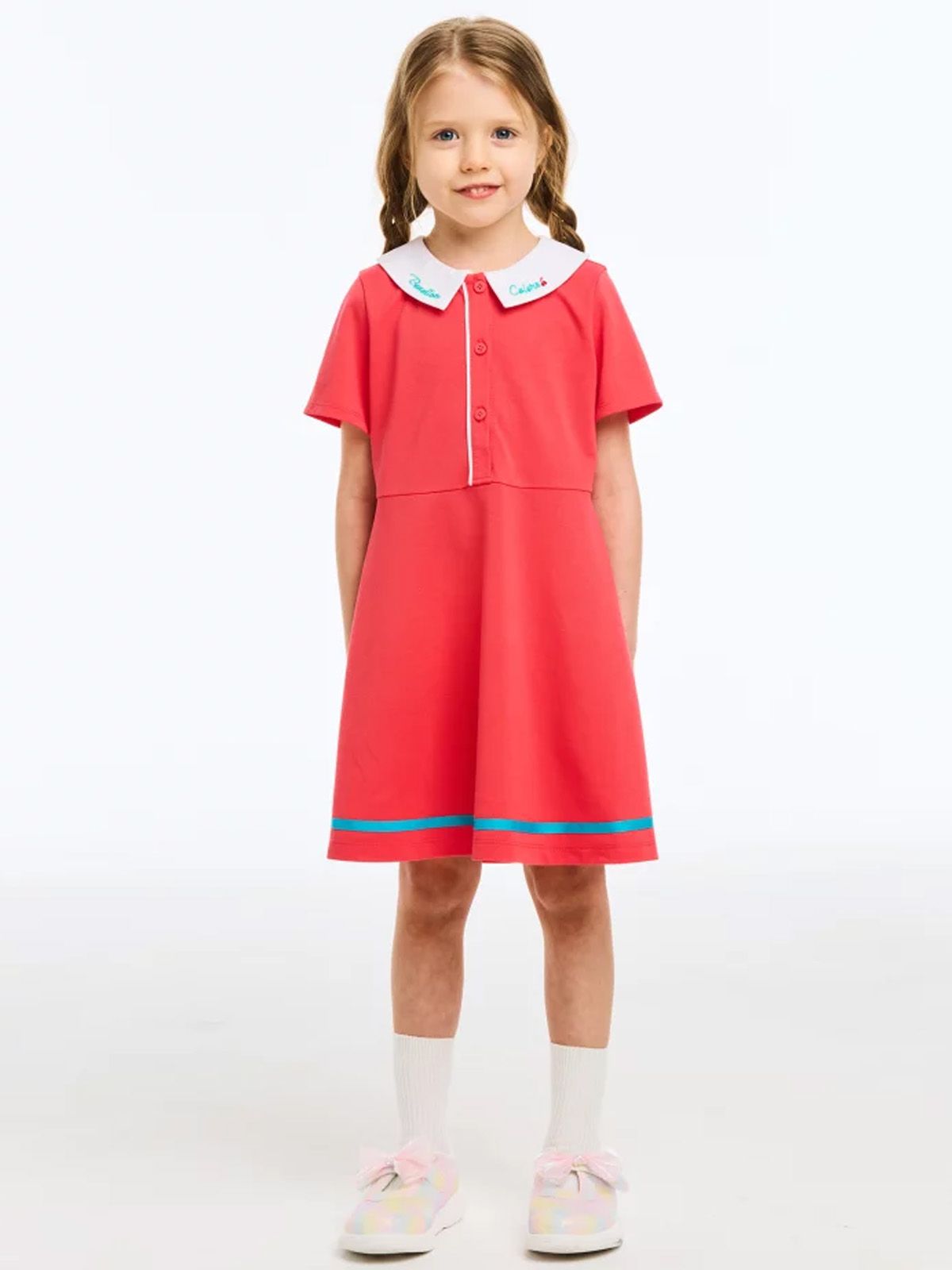 베네통키즈(BENETTONKIDS) 피케 플레어 카라 원피스_QAOP12631HP