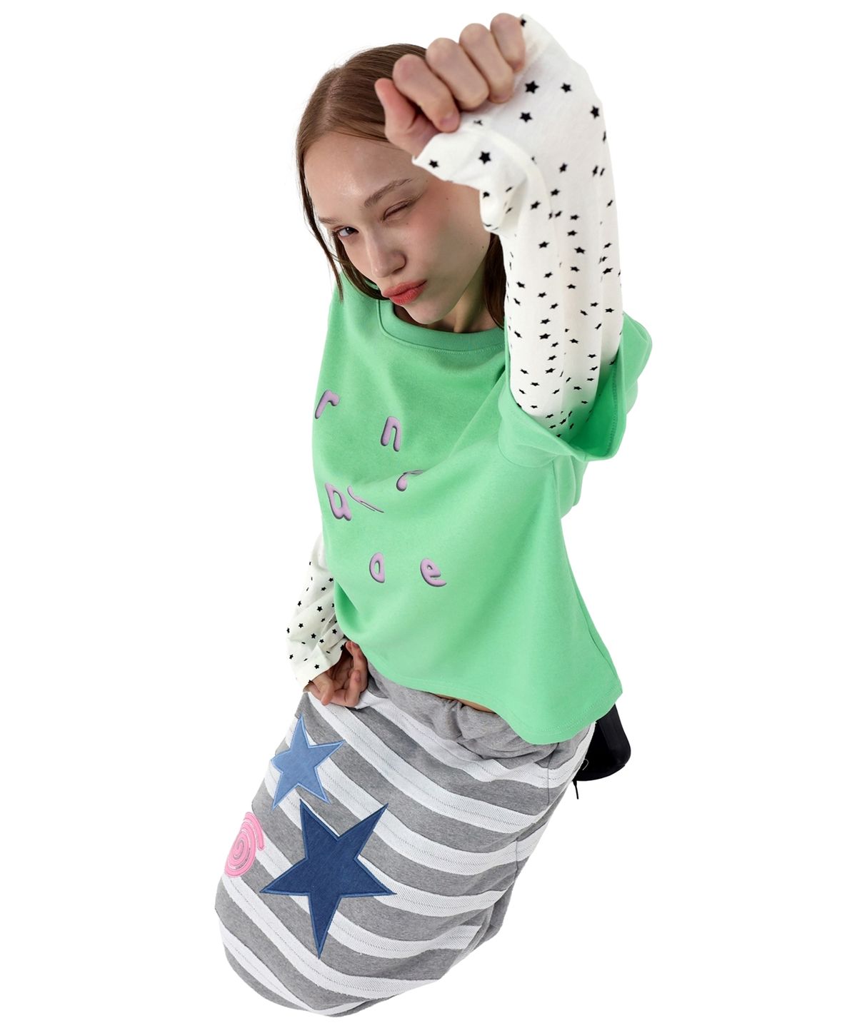 언어더컬러(ANOTHER COLOR) Pop Graphic Layered TEE (GREEN)