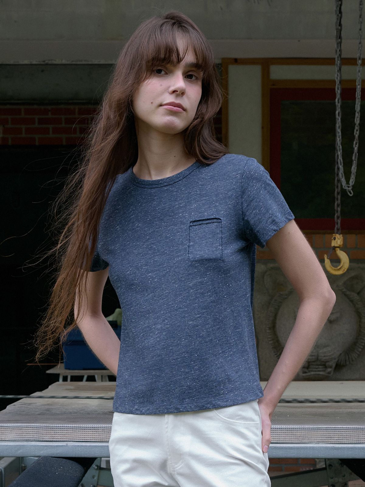 엘씨브이(LCVE) SLUB NEP POCKET T-SHIRT_NAVY