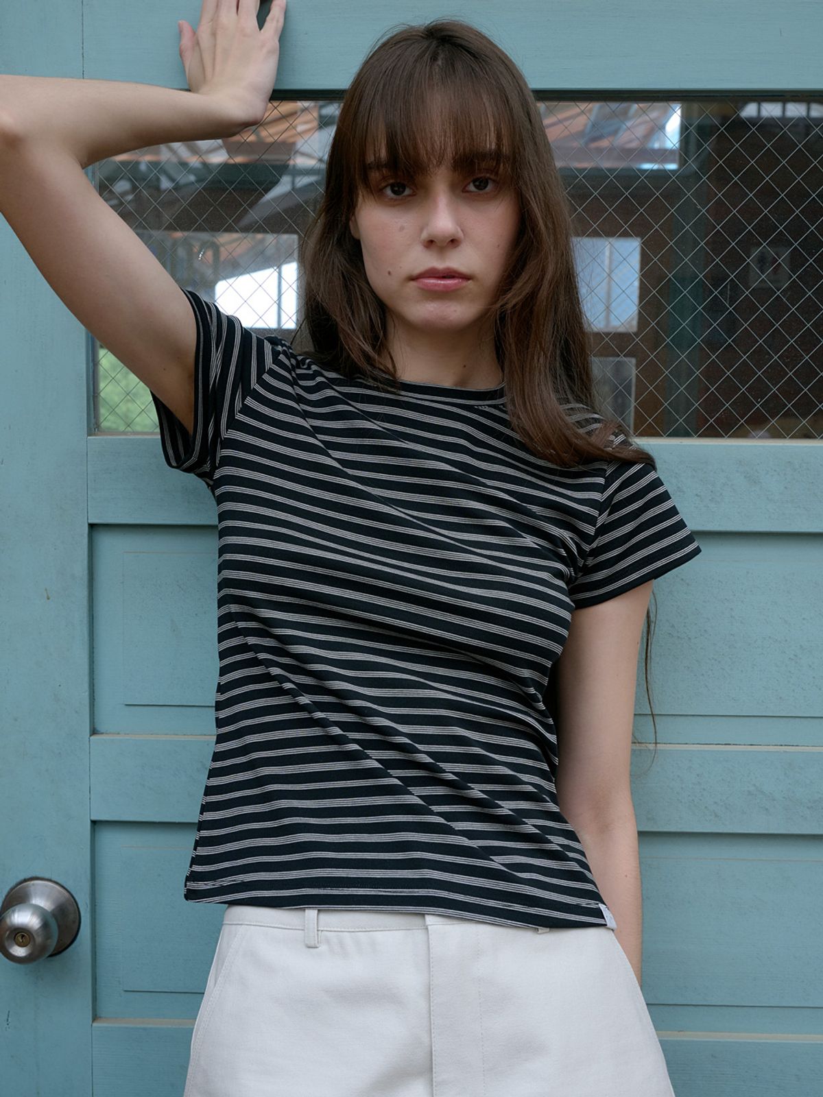 엘씨브이(LCVE) LINE PINSTRIPE T-SHIRT_BLACK
