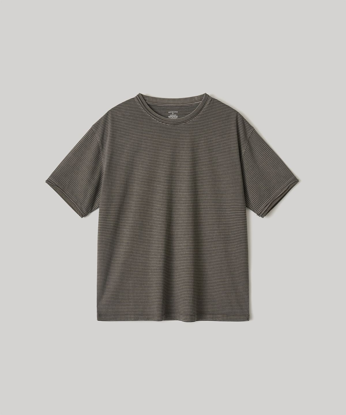 어나더 오피스(ANOTHER OFFICE) Dyed Raw-edge Stripe Tee (Mud Brown)