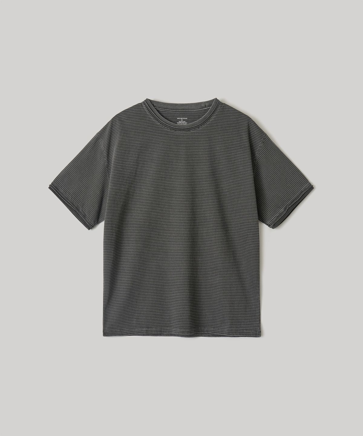 어나더 오피스(ANOTHER OFFICE) Dyed Raw-edge Stripe Tee (Charcoal)