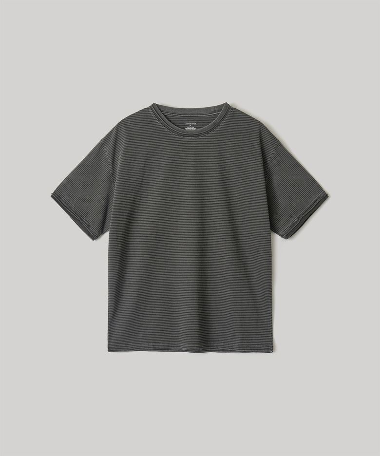 Dyed Raw-edge Stripe Tee (Charcoal)