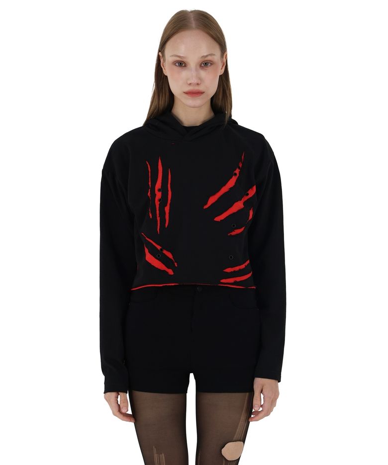 Damage Crop Hoodie (Inspired by war)