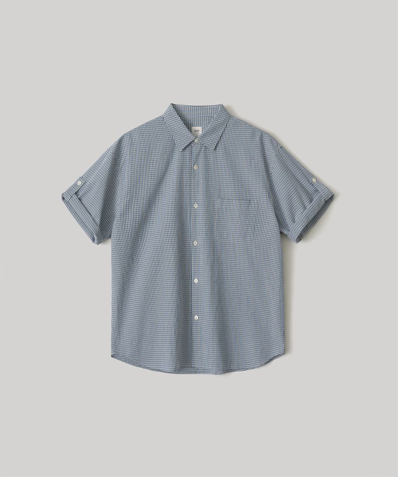 River Roll-Up Shirt (Gray-Blue Check)