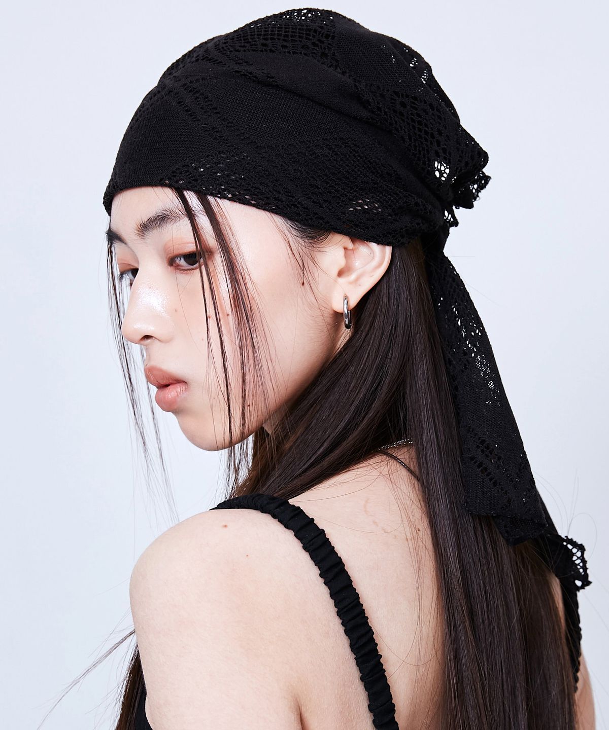 슬리피슬립(SLEEPYSLIP) PALMA BLACK SCARF HAT