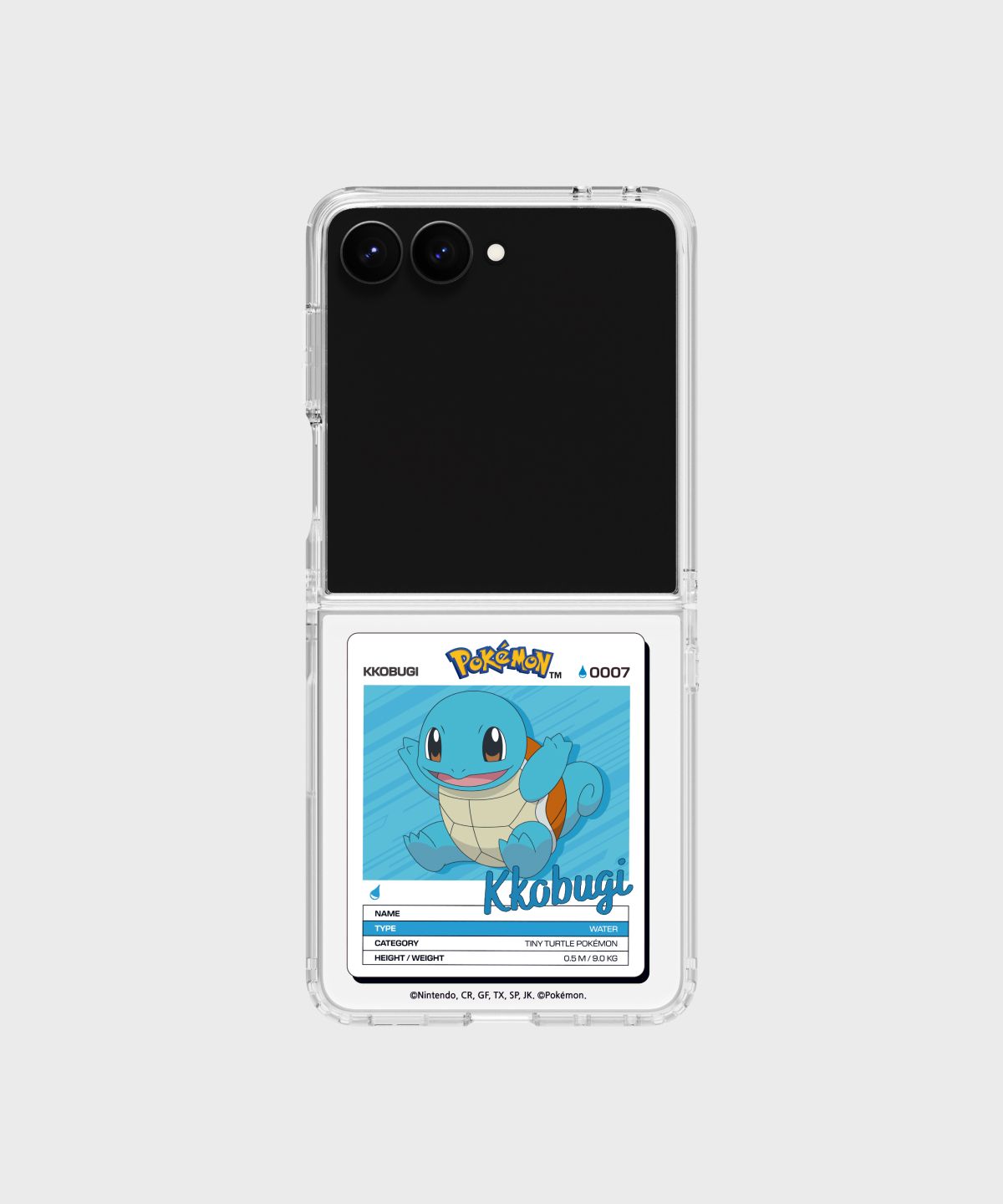 에스엘비에스(SLBS) 포켓몬 꼬부기 네임택 클리어 마그넷 케이스 for Galaxy Z Flip8