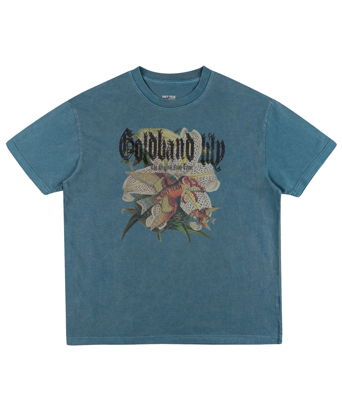 네이비팀(NAVYTEAM) Goldband lily 피그먼트 반팔 티셔츠(4color)