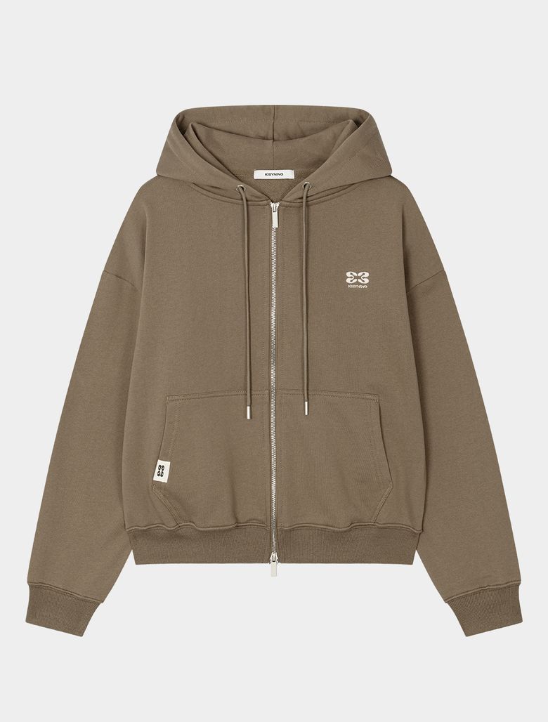 Downtown Over Hoodie Zip-up (Sand Brown)