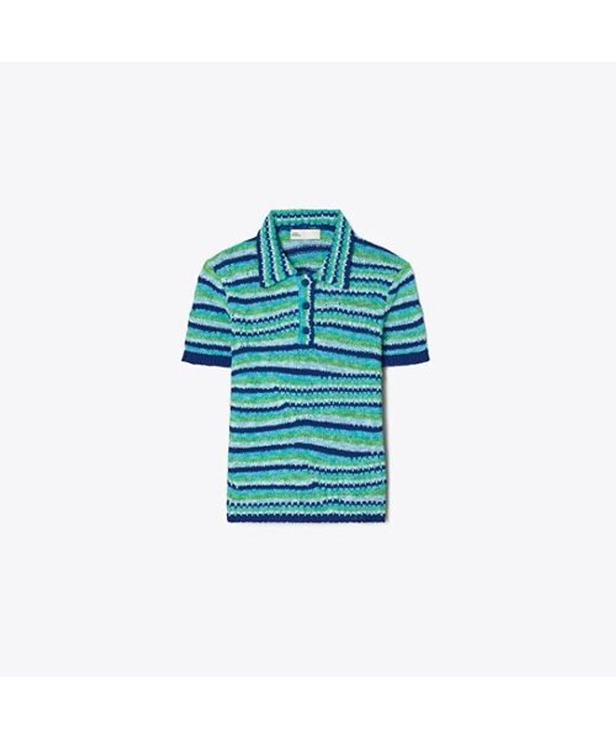 토리버치(TORYBURCH) 스트라이프 코튼 폴로 - 오션/라이트 블루/그린