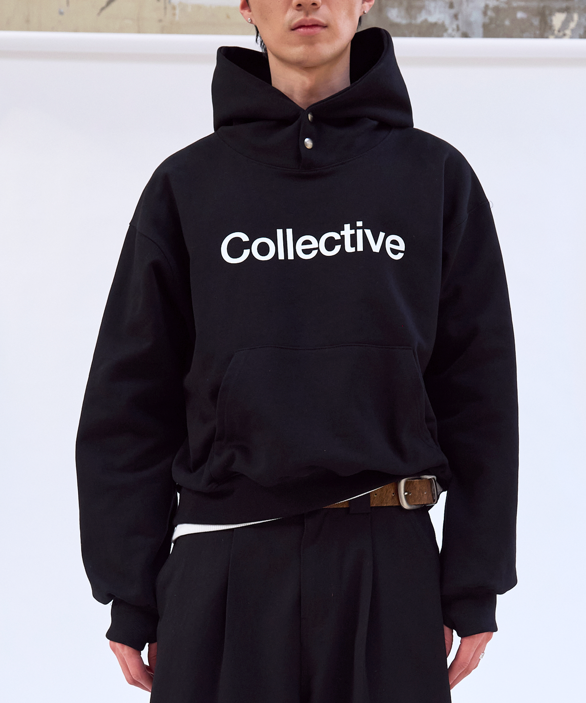 유프(YUPE) Collective Double Snap Hoodie - Black