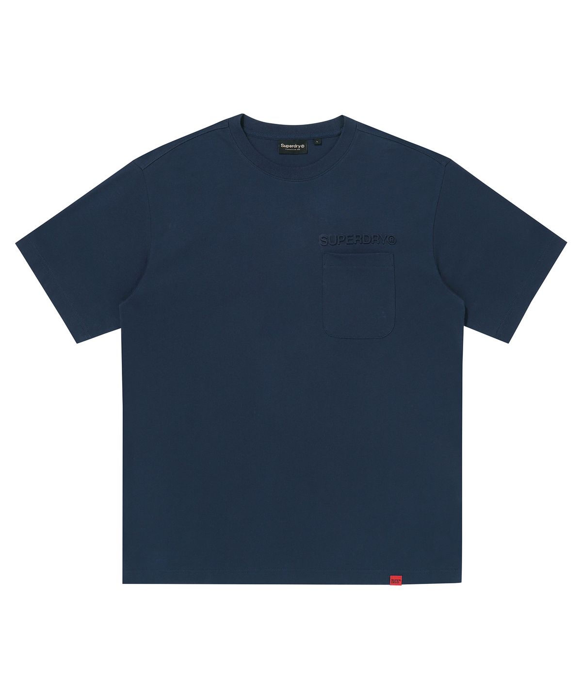 슈퍼드라이(SUPERDRY) 로고 엠보스드 포켓 티셔츠 네이비 SDUISDP07NVY