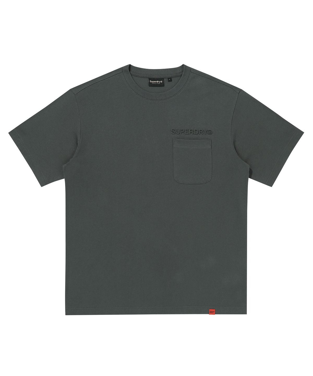 슈퍼드라이(SUPERDRY) 로고 엠보스드 포켓 티셔츠 다크그레이 SDUISDP07DGR
