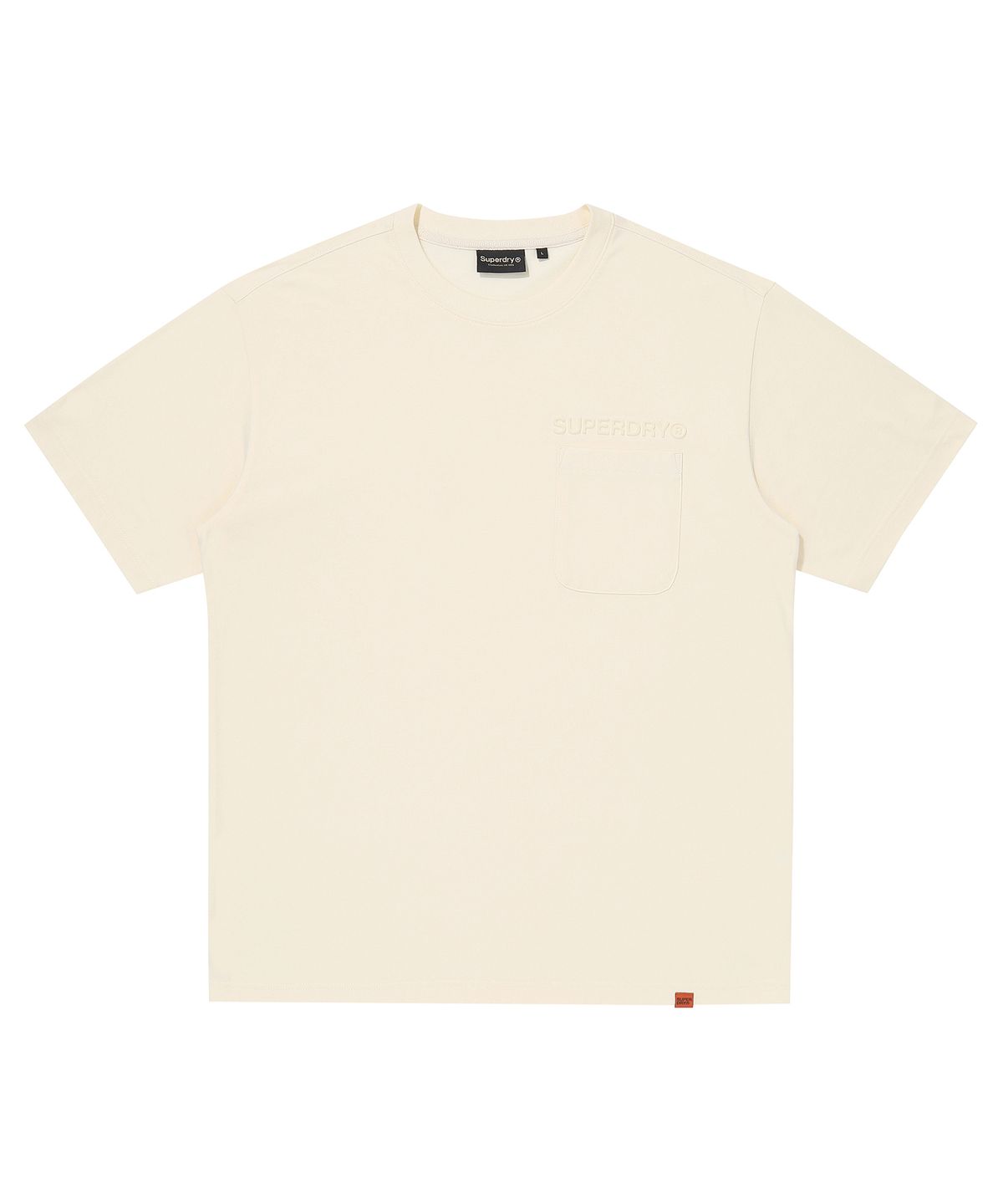 슈퍼드라이(SUPERDRY) 로고 엠보스드 포켓 티셔츠 버터크림 SDUISDP07BCR
