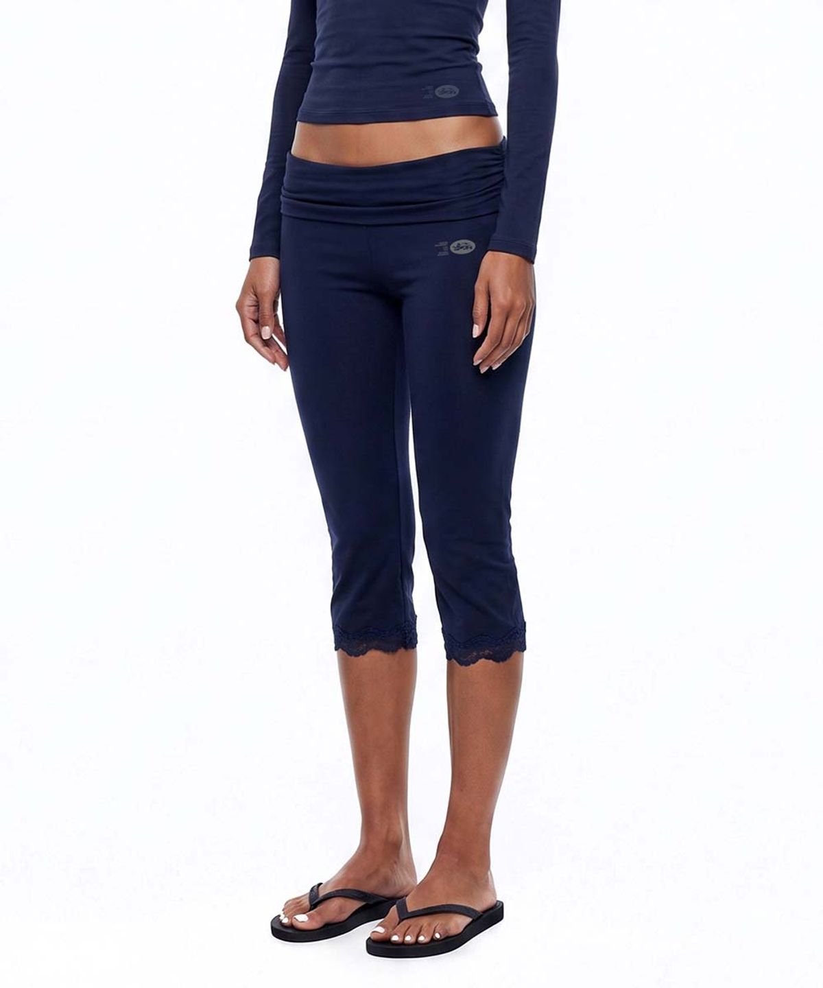 배드블러드(BADBLOOD) Everyday Lace Capri Pants -  Navy
