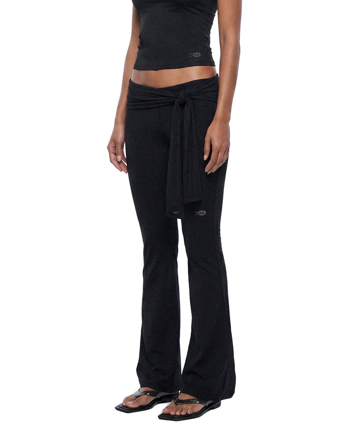 배드블러드(BADBLOOD) Everyday Tie-Waist Bootcut Pants - Black