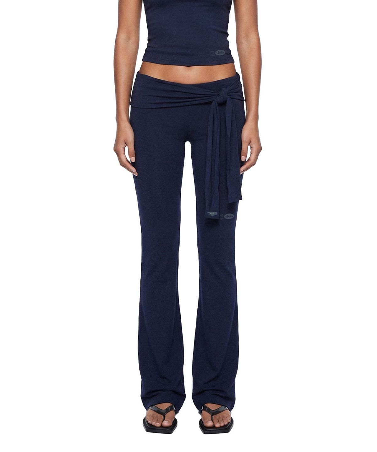 배드블러드(BADBLOOD) Everyday Tie-Waist Bootcut Pants - Navy