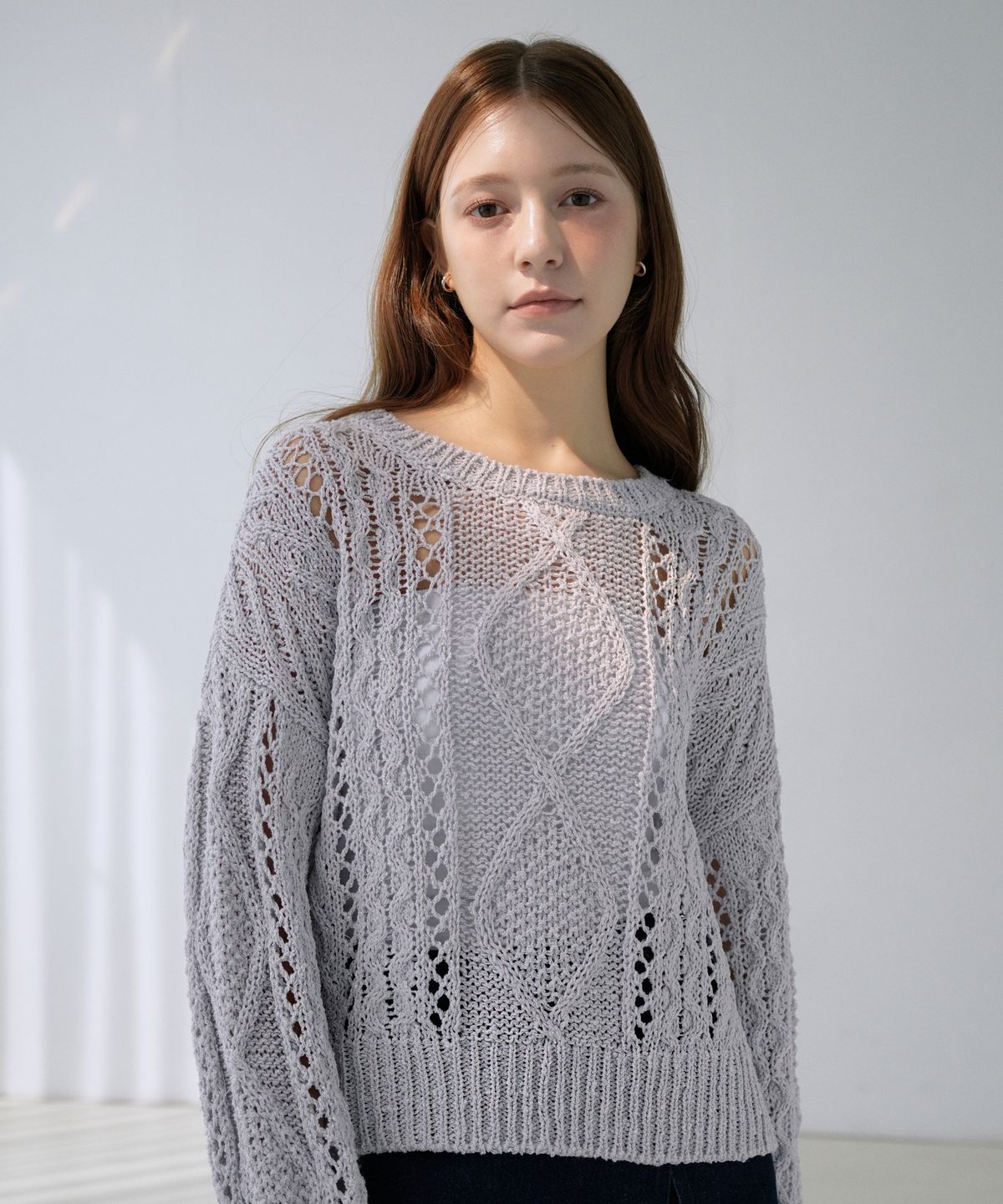블레티(VLETI) Summer Fisherman Cable Loose Fit Knit (lavender)