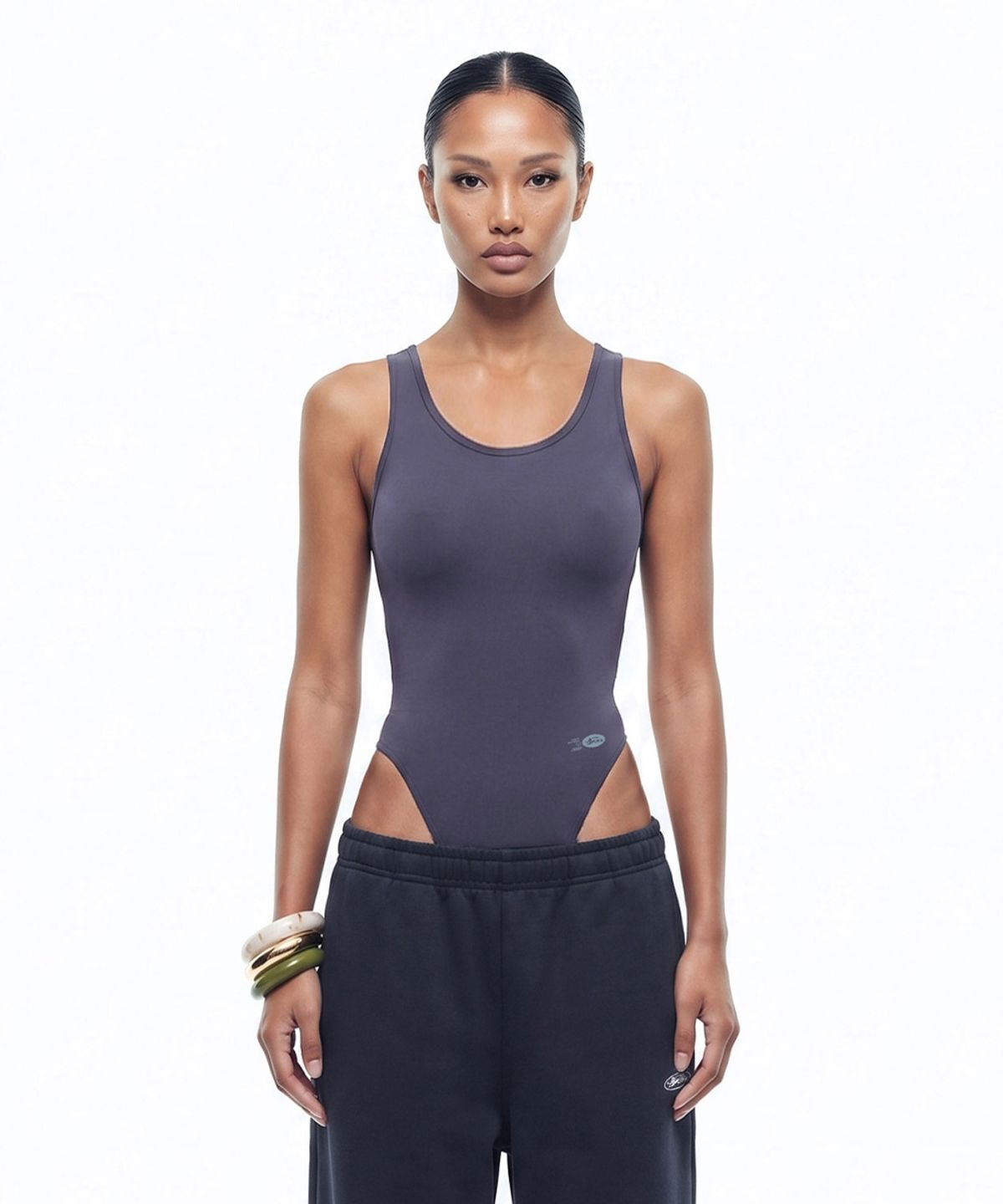 배드블러드(BADBLOOD) Everyday U-Neck Tank Bodysuit - Charcoal