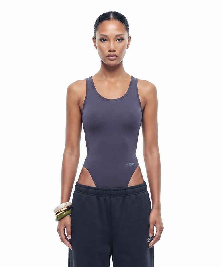 Everyday U-Neck Tank Bodysuit - Charcoal