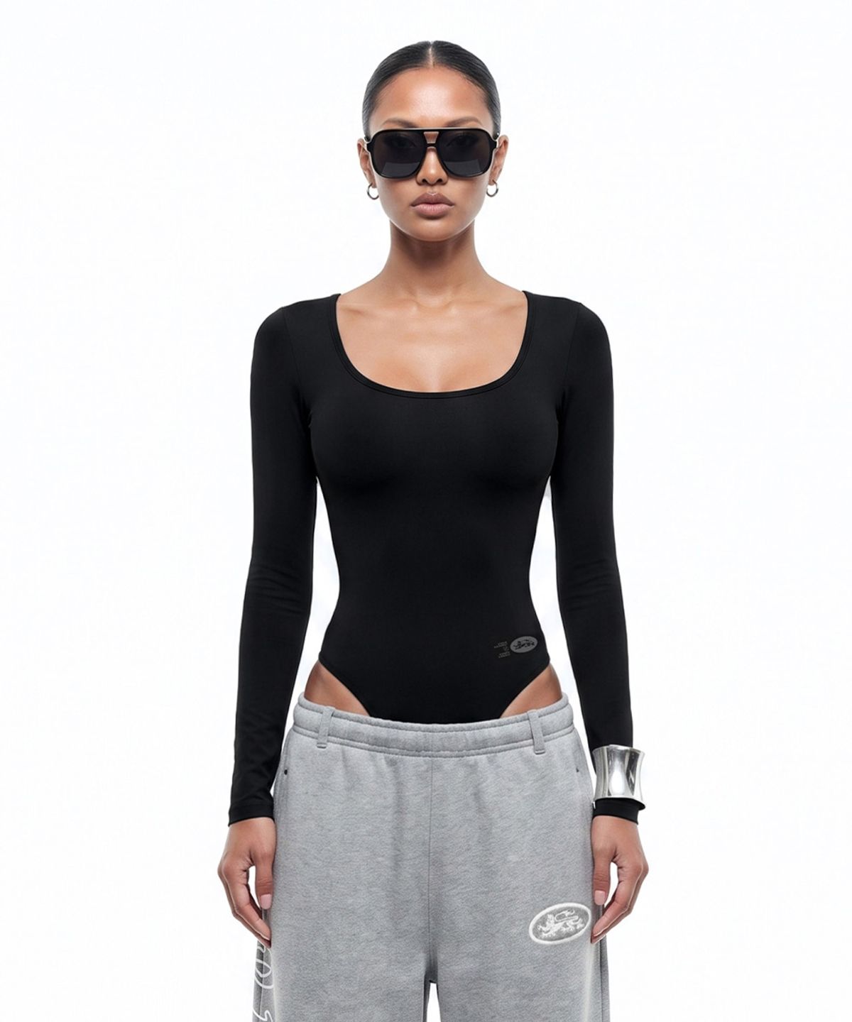 배드블러드(BADBLOOD) Everyday Scoop Neck Bodysuit - Black