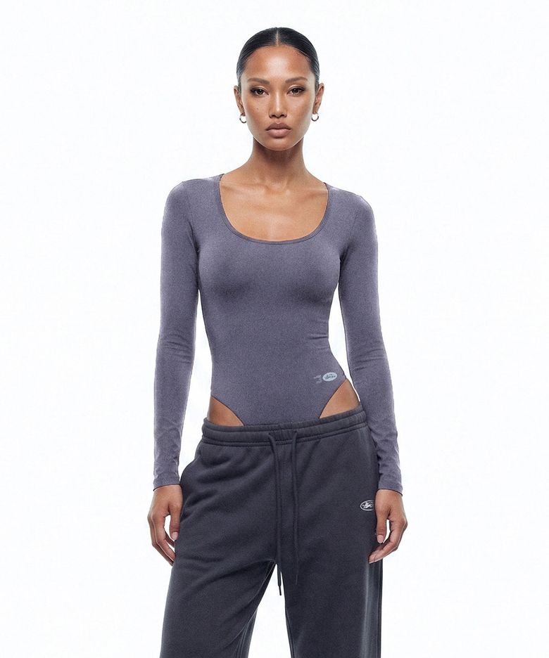 Everyday Scoop Neck Bodysuit - Charcoal