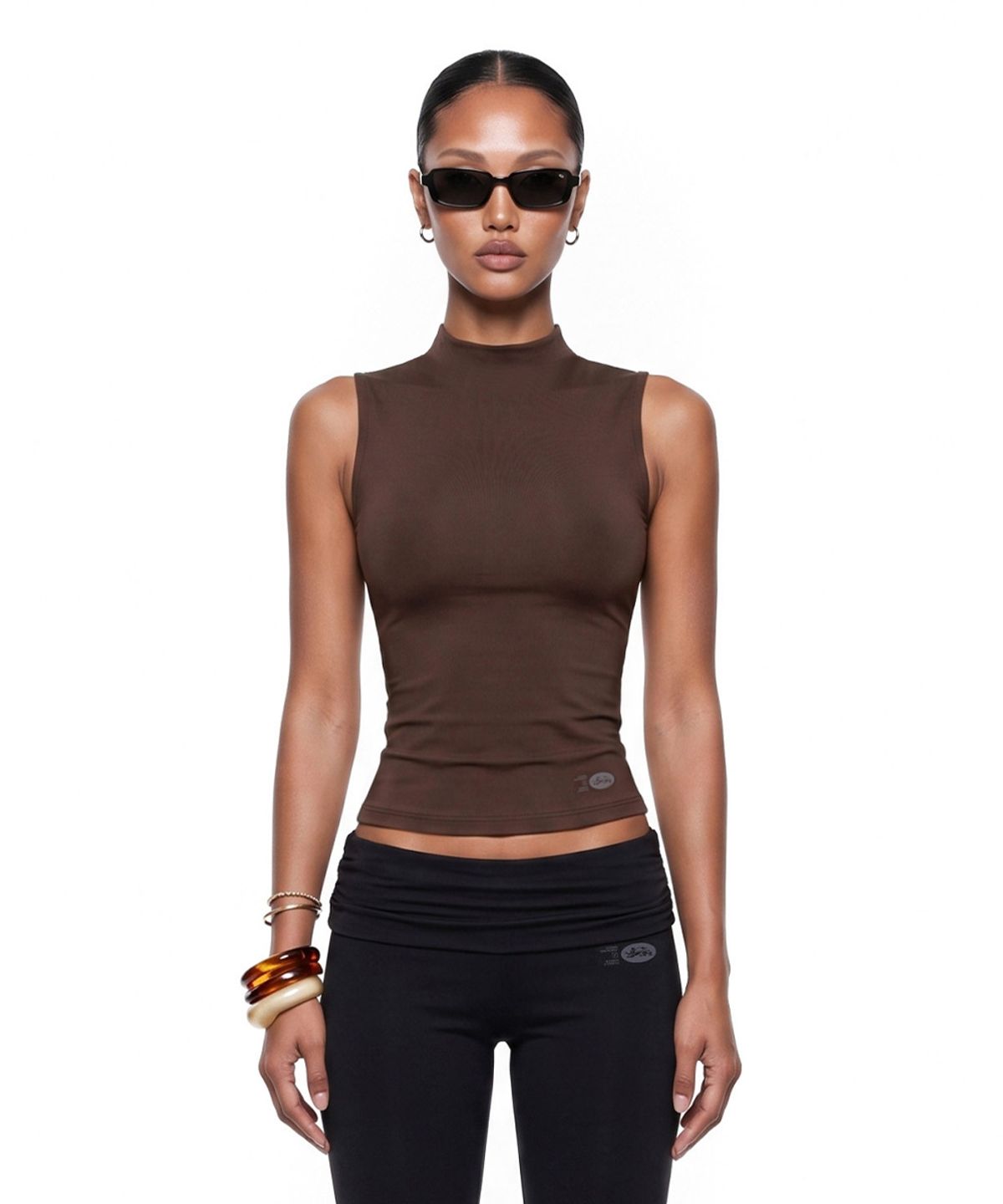 배드블러드(BADBLOOD) Everyday Mock-Neck Tank - Brown