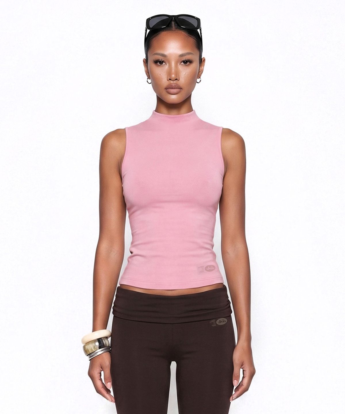 배드블러드(BADBLOOD) Everyday Mock-Neck Tank - Pink