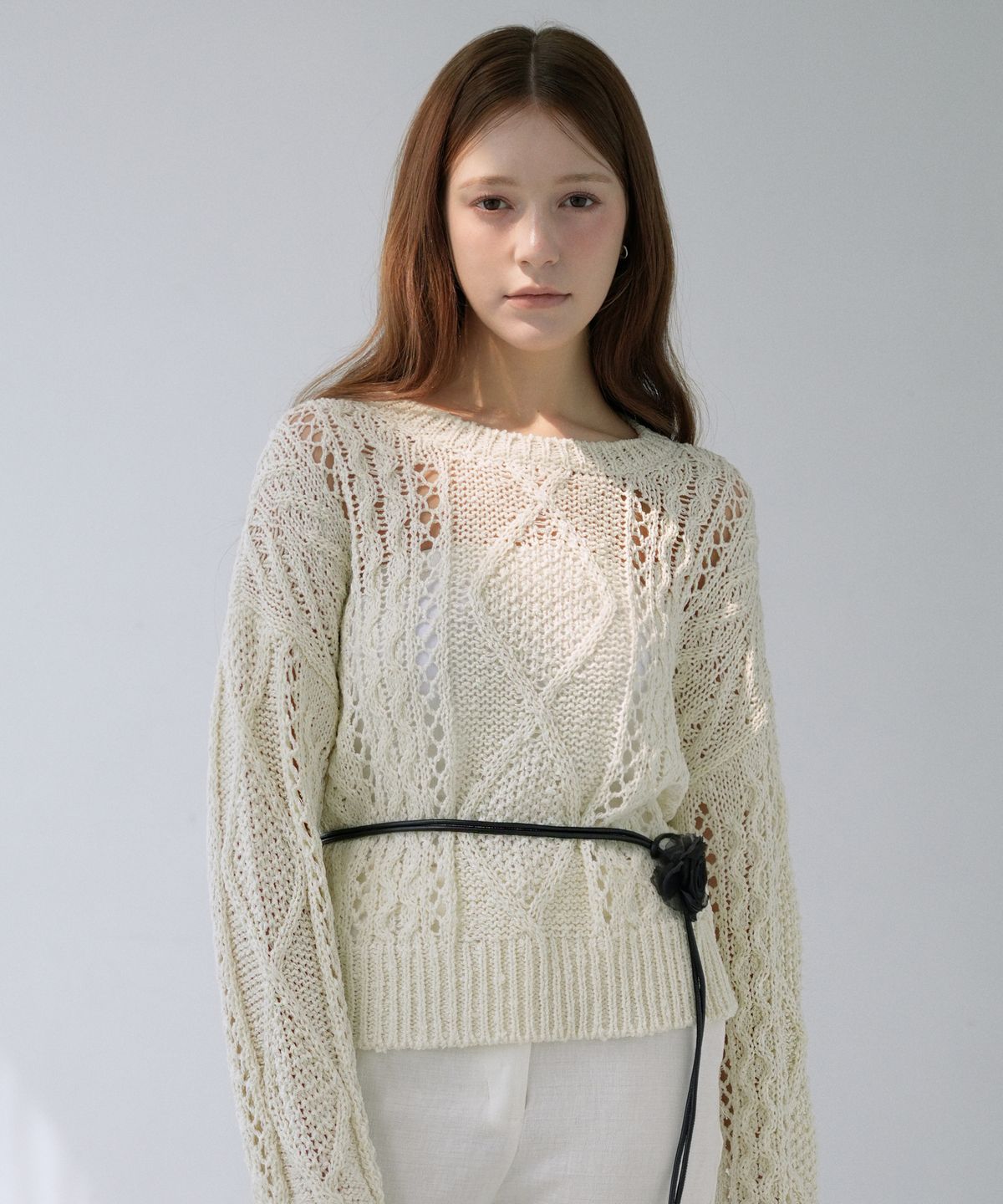 블레티(VLETI) Summer Fisherman Cable Loose Fit Knit (cream)