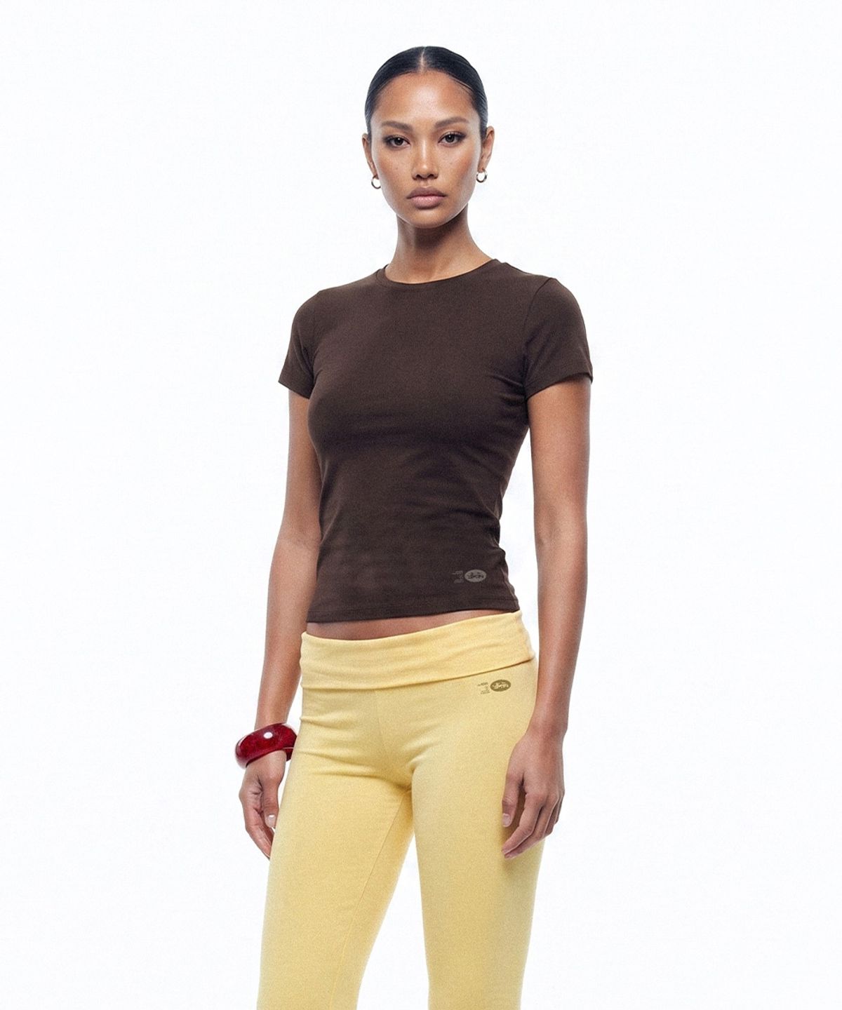 배드블러드(BADBLOOD) Everyday Crew Neck Short Sleeve T-Shirt - Brown