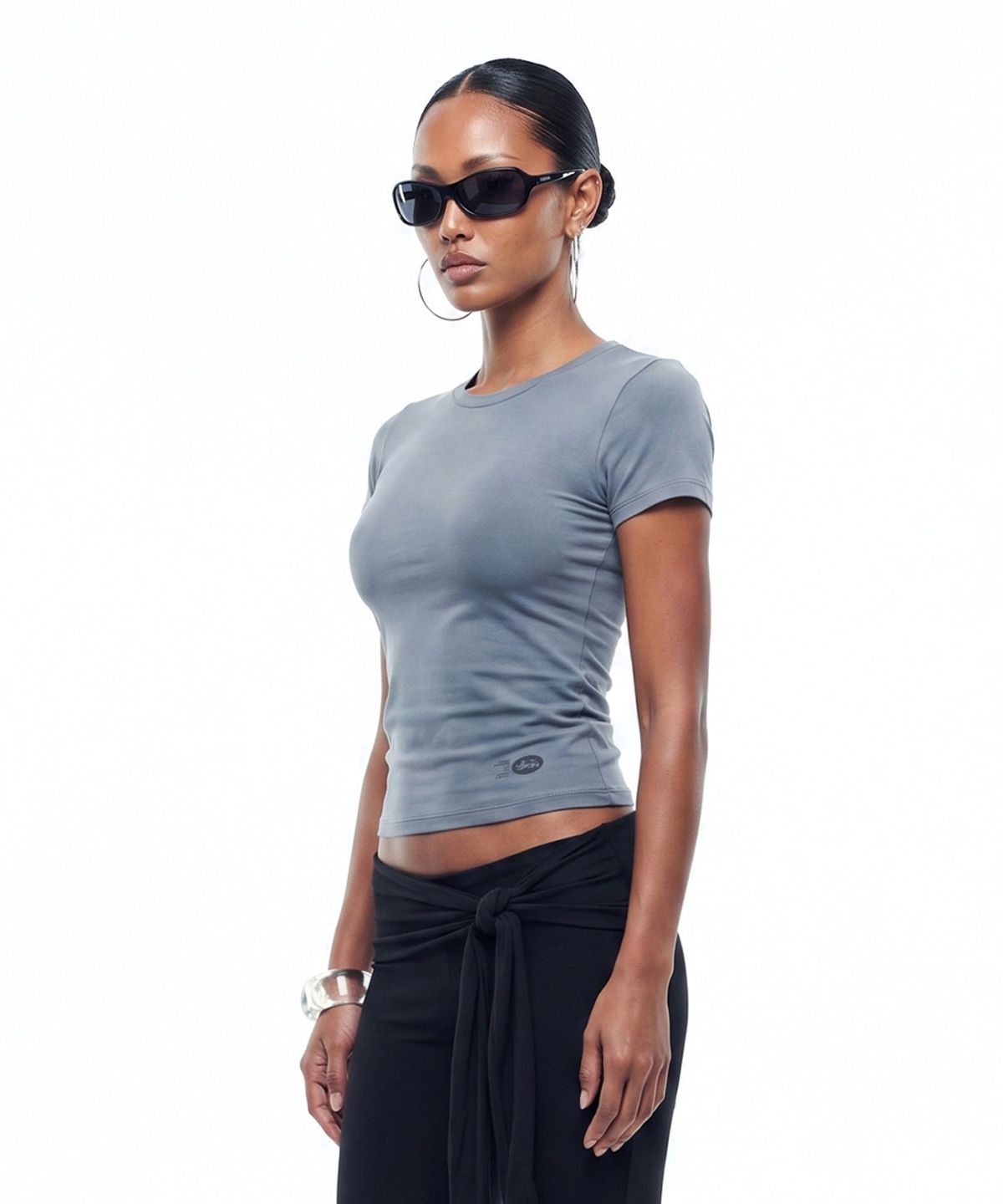 배드블러드(BADBLOOD) Everyday Crew Neck Short Sleeve T-Shirt - Blue gray