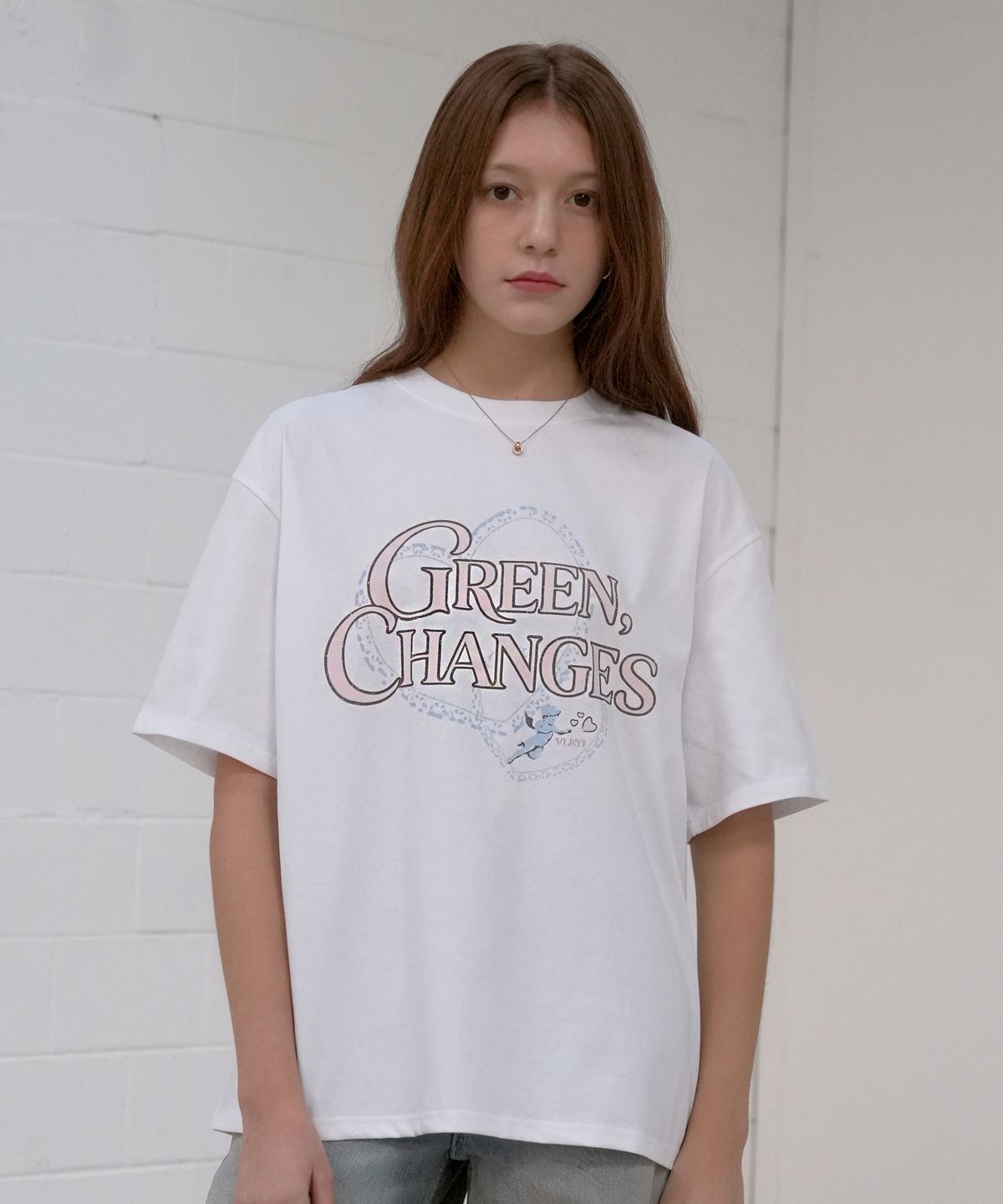 블레티(VLETI) Graphic Text Digital Print Short Sleeve Tee (white)