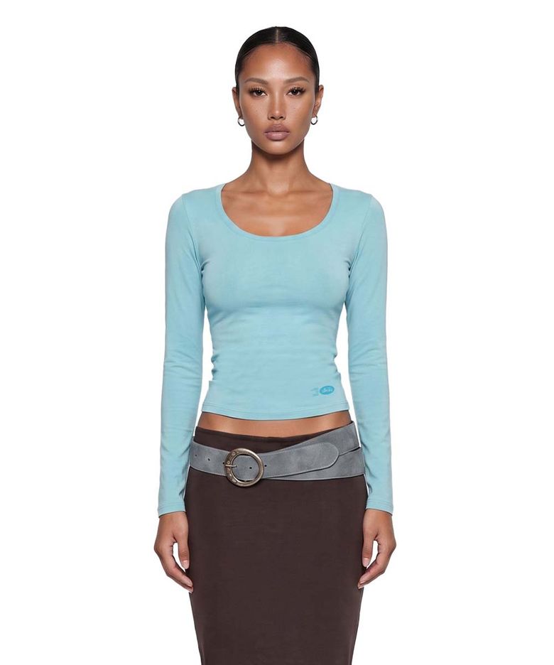 Everyday Scoop Neck Long Sleeve T-Shirt - Mint